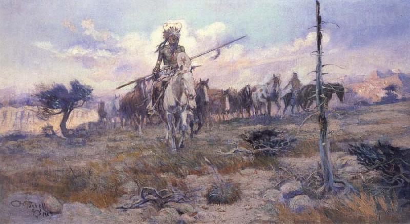 Charles M Russell Bringing Home the Spoils oil painting picture